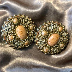 Peach & Cork Clip on Earrings